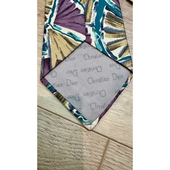 Christian Dior Abstract Print Silk Necktie - Picture 7 of 10